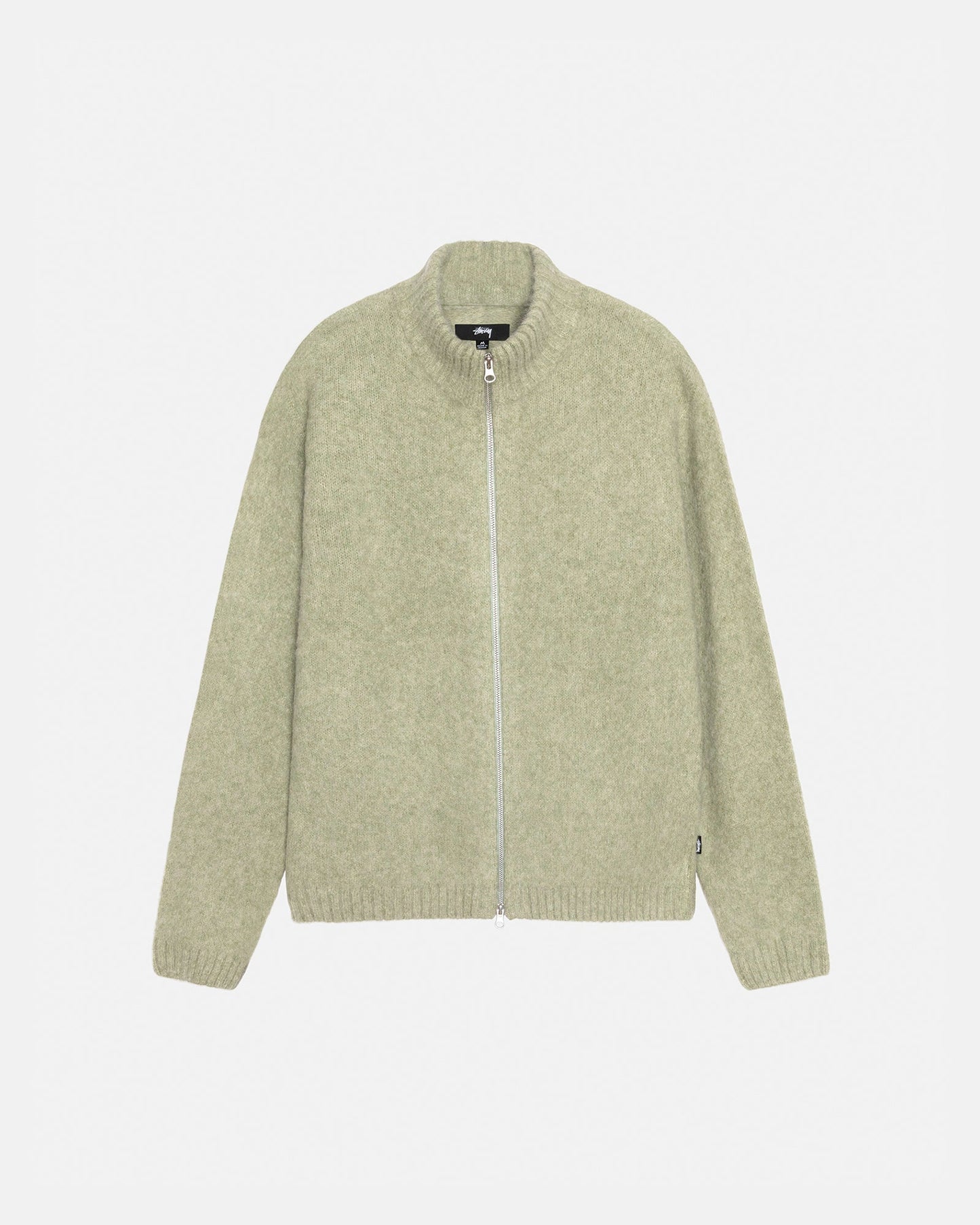 Pull en mérinos brossé, entièrement zippé