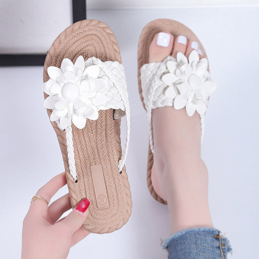 Tongs plates fleuries pour femmes