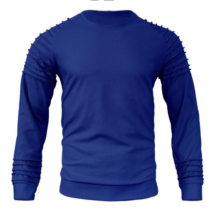 Sweat-shirt ras du cou patchwork gaufré à manches raglan pour homme