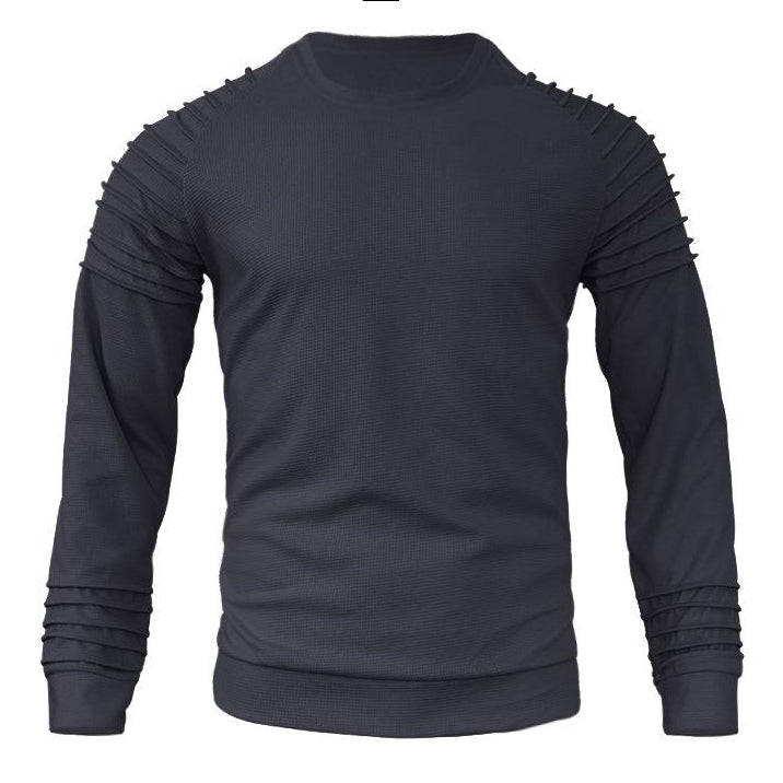 Sweat-shirt ras du cou patchwork gaufré à manches raglan pour homme