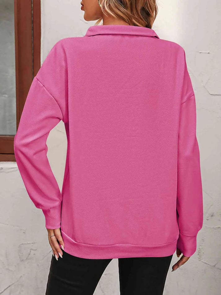 ✨Best-1 Sale Pullover✨Women Fall/Winter Zip-Up Dropped Shoulder Sweatshirt