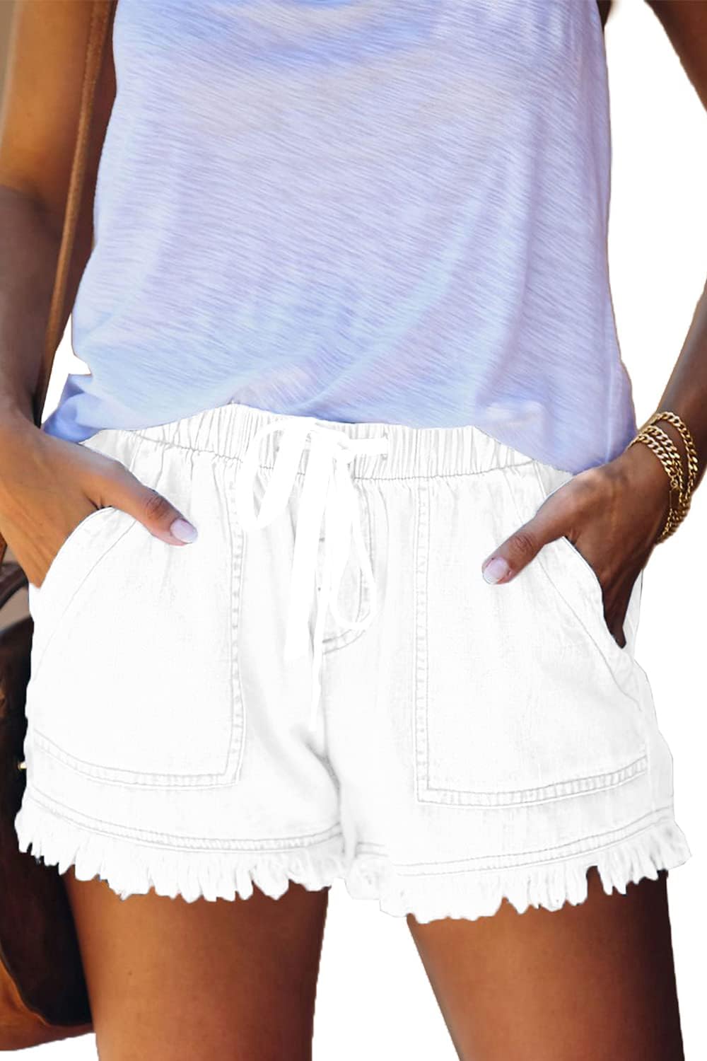 Shorts Légers pour Femmes, Amples, Tendance, avec Cordon de Serrage à la Taille, Confortables
