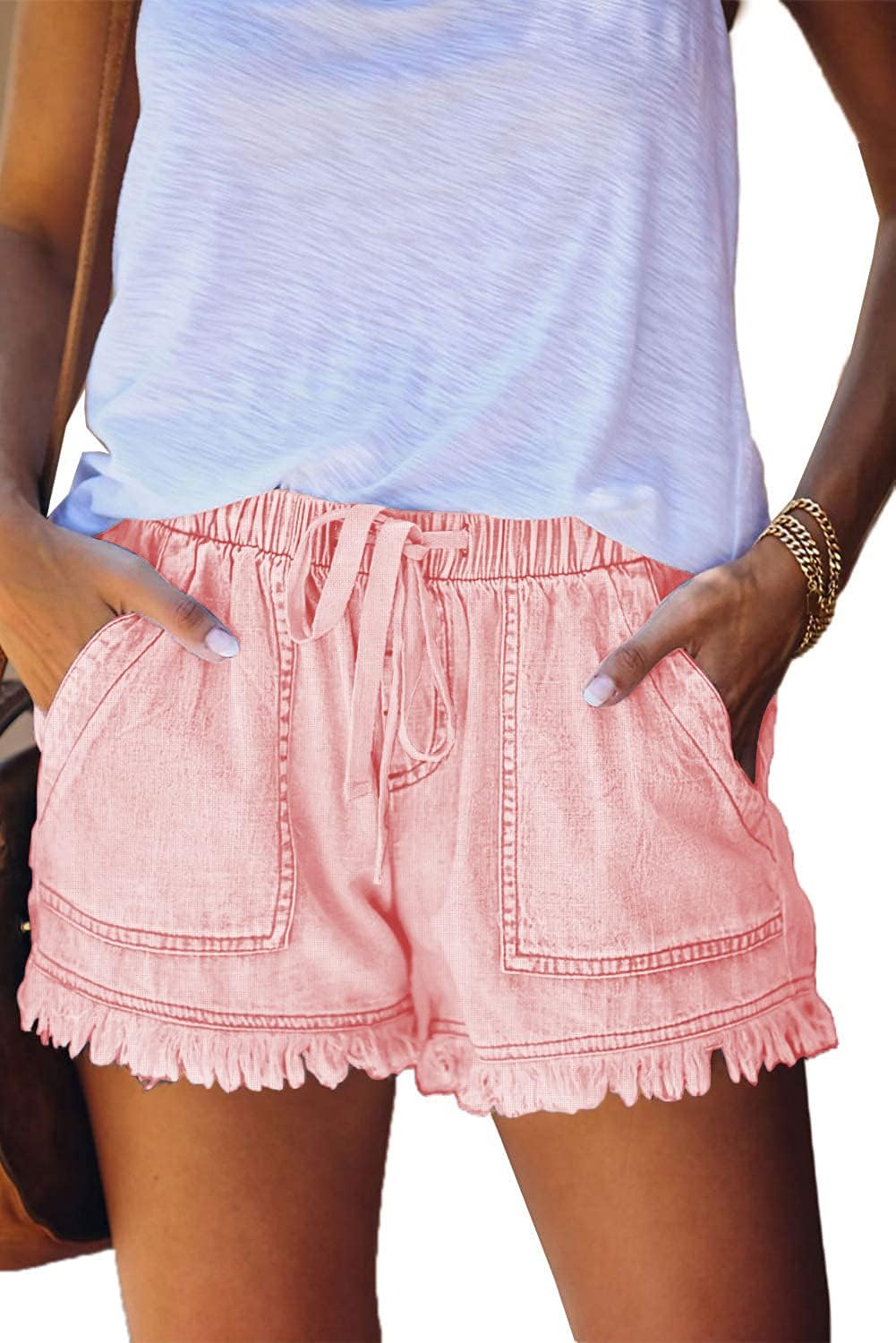 Shorts Légers pour Femmes, Amples, Tendance, avec Cordon de Serrage à la Taille, Confortables