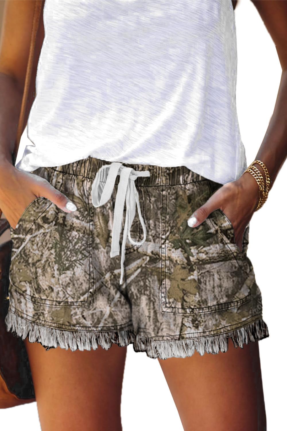 Shorts Légers pour Femmes, Amples, Tendance, avec Cordon de Serrage à la Taille, Confortables