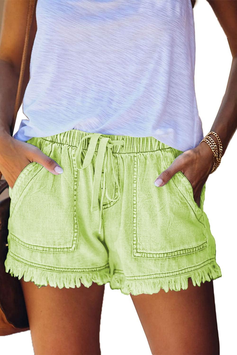 Shorts Légers pour Femmes, Amples, Tendance, avec Cordon de Serrage à la Taille, Confortables