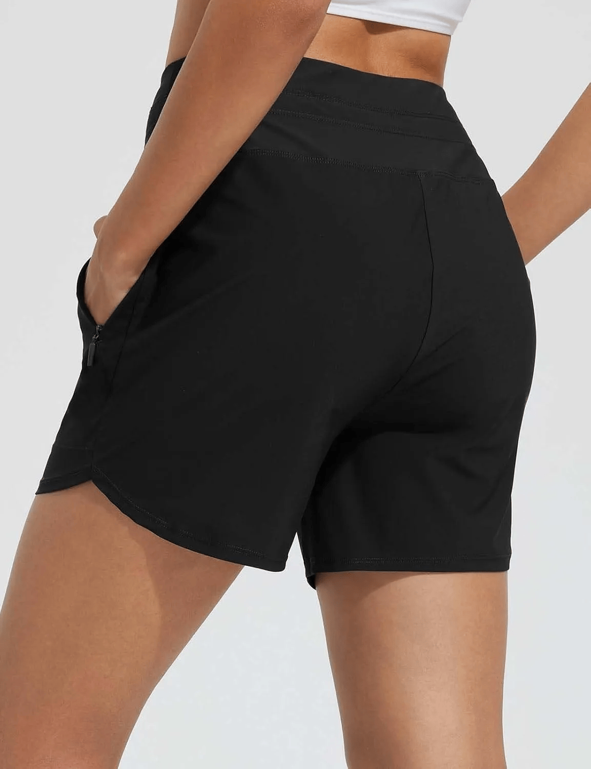 Short de bain taille haute pour femme, à séchage rapide, 13 cm