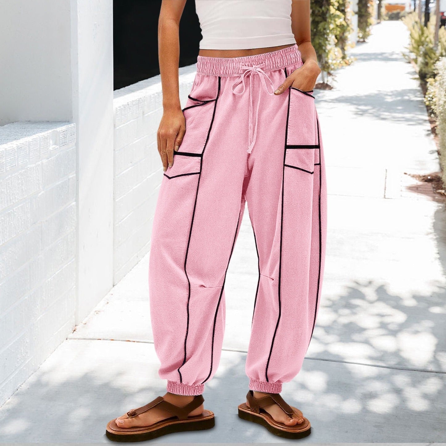 🔥Meilleurs Pantalons de Jogging en Solde 2025🔥Pantalons de Jogging Baggy Femme Jambes Larges avec Cordon de Serrage et Poches