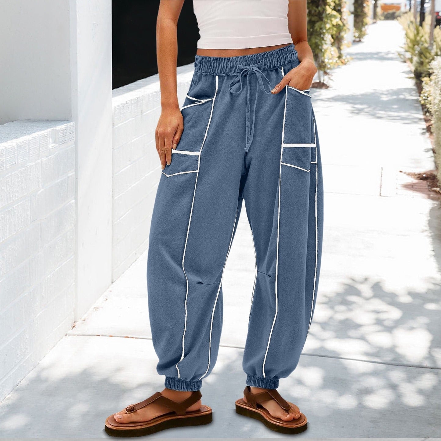 🔥Meilleurs Pantalons de Jogging en Solde 2025🔥Pantalons de Jogging Baggy Femme Jambes Larges avec Cordon de Serrage et Poches
