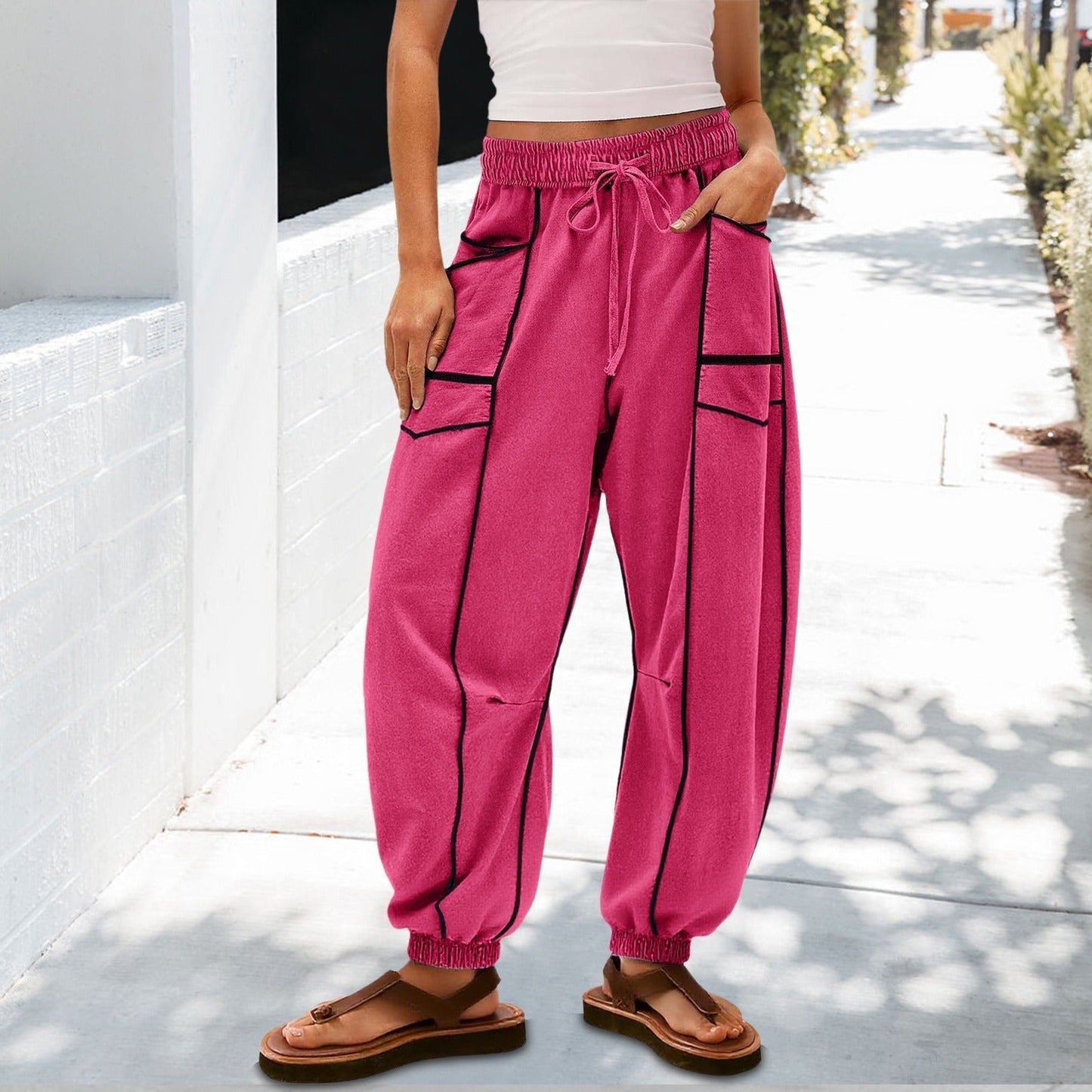 🔥Meilleurs Pantalons de Jogging en Solde 2025🔥Pantalons de Jogging Baggy Femme Jambes Larges avec Cordon de Serrage et Poches