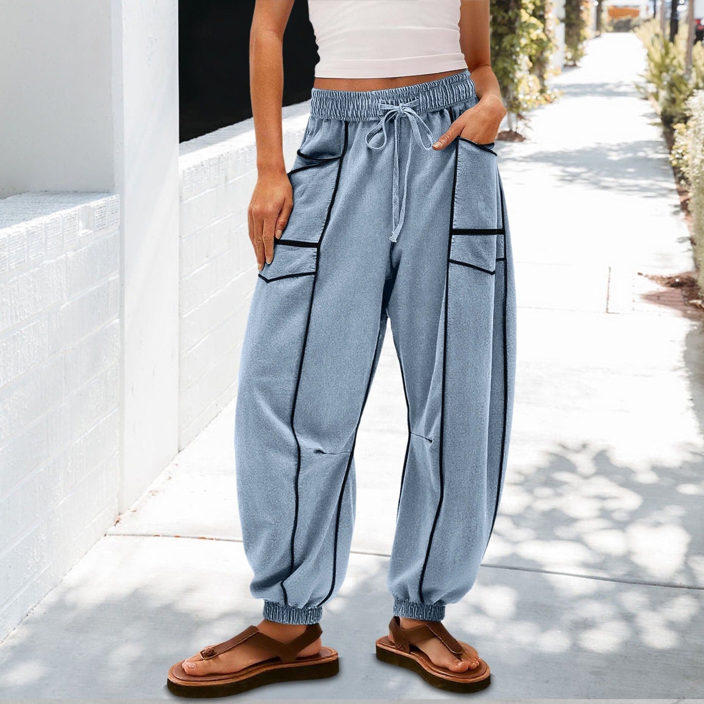 🔥Meilleurs Pantalons de Jogging en Solde 2025🔥Pantalons de Jogging Baggy Femme Jambes Larges avec Cordon de Serrage et Poches