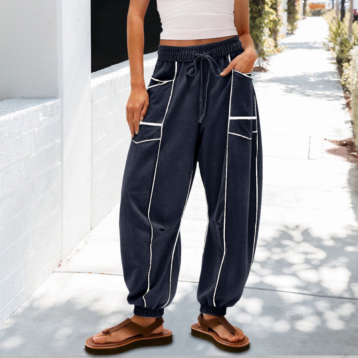 🔥Meilleurs Pantalons de Jogging en Solde 2025🔥Pantalons de Jogging Baggy Femme Jambes Larges avec Cordon de Serrage et Poches