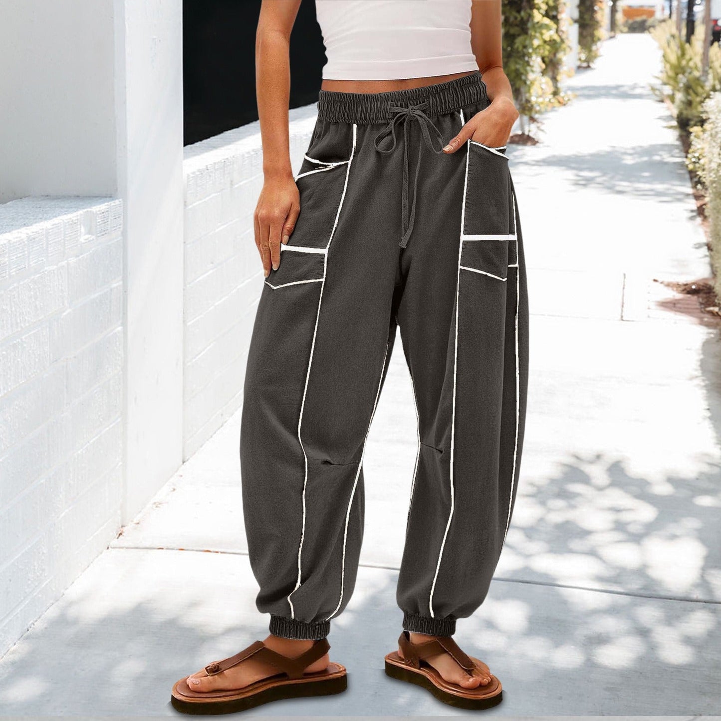 🔥Meilleurs Pantalons de Jogging en Solde 2025🔥Pantalons de Jogging Baggy Femme Jambes Larges avec Cordon de Serrage et Poches