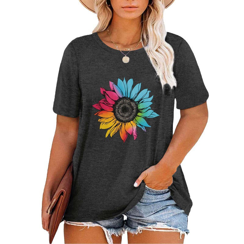 ✨Damen V-Ausschnitt Gänseblümchen-Print T-Shirts Freizeit-T-Shirts