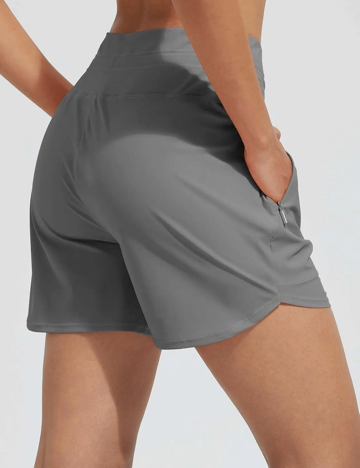 Short de bain taille haute pour femme, à séchage rapide, 13 cm