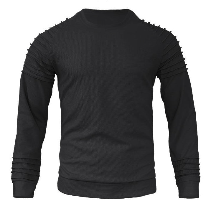 Sweat-shirt ras du cou patchwork gaufré à manches raglan pour homme