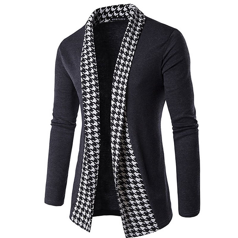 Cardigan vintage patchwork pied-de-poule pour homme